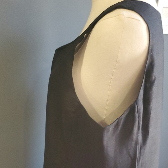 Eileen Fisher Charcoal Linen Sleeveless Dress Sz L - Picture 7 of 14